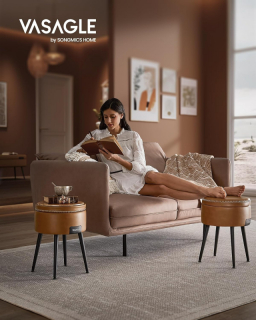 VASAGLE Stolička EKHO s úložným priestorom hnedá obr-2