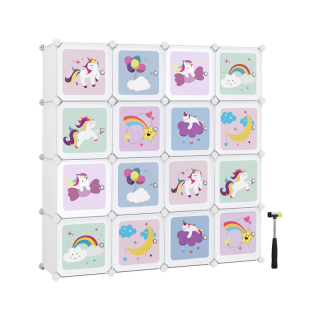SONGMICS Variabilná rozkladacia polica s detskými motívmi 16 kociek obr-1
