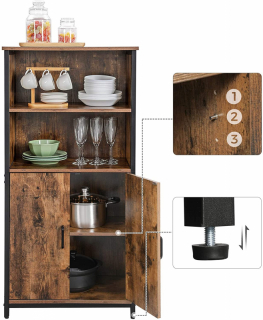 VASAGLE Vysoká skrinka hnedá 60 x 125 x 35 cm obr-4