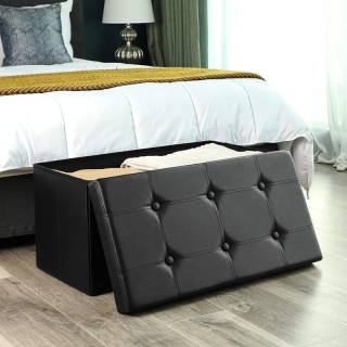 SONGMICS Čalúnený úložný box na pohovku čierny 76 x 38 x 38 cm obr-2