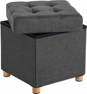 SONGMICS Taburetka s úložným priestorom sivá 38 × 40 × 38 cm obr-1