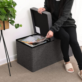 SONGMICS Úložný box čalúnený rozkladací 76 cm sivý obr-2