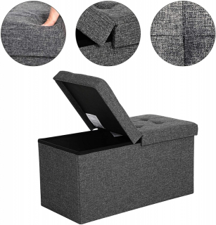 SONGMICS Úložný box čalúnený rozkladací 76 cm sivý obr-4
