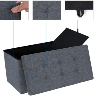 SONGMICS Úložný sedací box čalúnený skladací 76x38 cm tmavosivý obr-3