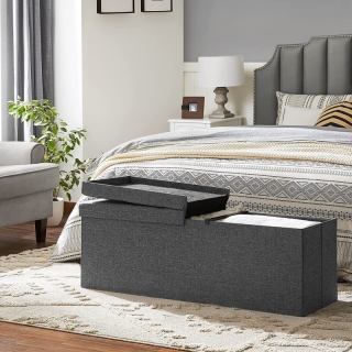 SONGMICS Skladací úložný box 120 l tmavosivý obr-3