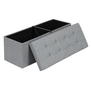 SONGMICS Úložný sedací box čalúnený skladací 110x38 cm sivý obr-1