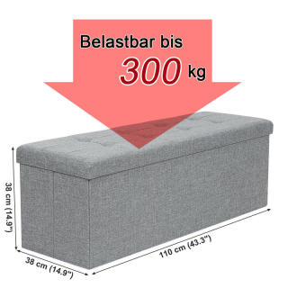 SONGMICS Úložný sedací box čalúnený skladací 110x38 cm sivý obr-2