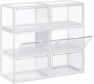 SONGMICS Krabica na topánky priehľadná 6 ks 36 x 22 x 28 cm obr-2