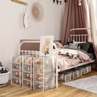VASAGLE Priehľadné úložné boxy 18 ks obr-2
