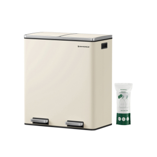 SONGMICS Odpadkový kôš na triedený odpad 2 x 30 l krémový obr-1
