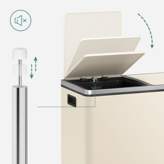 SONGMICS Odpadkový kôš na triedený odpad 2 x 30 l krémový obr-3