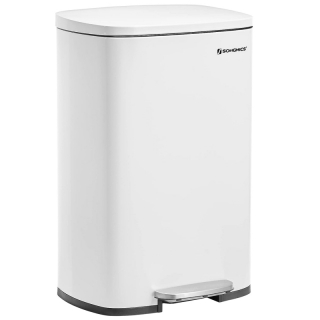 SONGMICS Odpadkový kôš 50 l biely obr-1