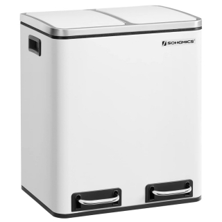 SONGMICS Kôš na triedený odpad 2 x 15 l biely obr-1