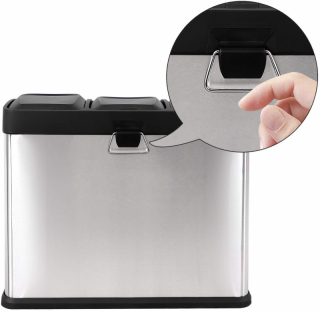 SONGMICS Odpadkový kôš LTB45L na triedený odpad, 3 x 15 L, strieborno / čierny obr-2