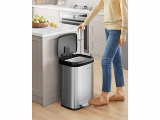 SONGMICS Odpadkový kôš 50 l z nehrdzavejúcej ocele čierny