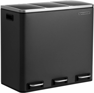 SONGMICS Odpadkový kôš na triedený odpad 3 x 18 l čierny obr-1