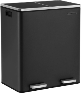 SONGMICS Odpadkový kôš na triedený odpad 2 x 30 L čierny obr-1