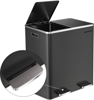 SONGMICS Odpadkový kôš na triedený odpad 2 x 30 L čierny obr-3