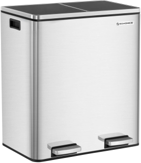 SONGMICS Odpadkový kôš na triedený odpad 2 x 30 L strieborný obr-1