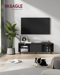 VASAGLE Moderný TV stolík 140 x 45 x 39 cm hnedý čierny obr-2