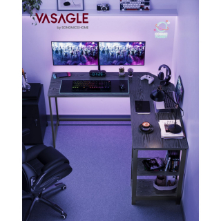 VASAGLE PC stôl rohový priemyselný 138 x 138 cm čierny obr-2
