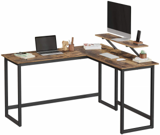 VASAGLE Rohový PC stôl industriálny s policou 140 x 130 x 89 cm obr-4