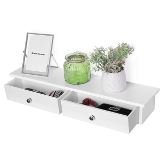 SONGMICS Nástenná polica s dvoma zásuvkami 65x15 cm obr-2