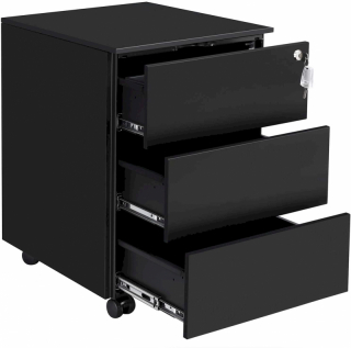 SONGMICS Mobilná kartotéka čierna 3 zásuvky 39 x 55 x 45 cm obr-1