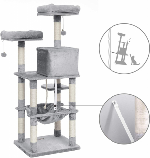 FEANDREA Škrabadlo pre mačky 143 cm sivé obr-3