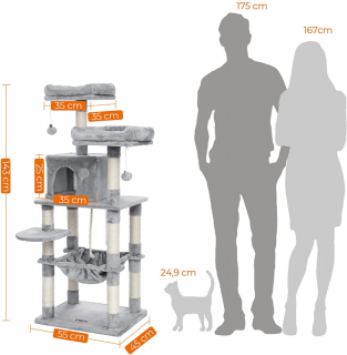 FEANDREA Škrabadlo pre mačky 143 cm sivé obr-4