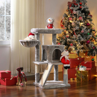 FEANDREA Mačací strom škrabadlo 96 cm svetlo sivý obr-2