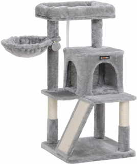 FEANDREA Mačací strom škrabadlo 96 cm svetlo sivý obr-4