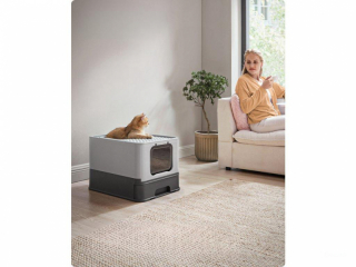 FEANDREA Skladacia plastová toaleta pre mačky veľkosť L tmavo sivá