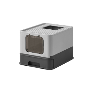 FEANDREA Skladacia plastová toaleta pre mačky veľkosť L tmavo sivá obr-1