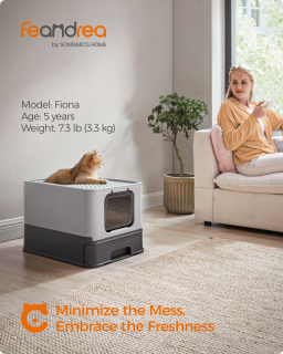FEANDREA Skladacia plastová toaleta pre mačky veľkosť L tmavo sivá obr-2