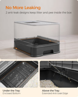 FEANDREA Skladacia plastová toaleta pre mačky veľkosť L tmavo sivá obr-3