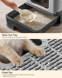FEANDREA Skladacia plastová toaleta pre mačky veľkosť L tmavo sivá obr-4