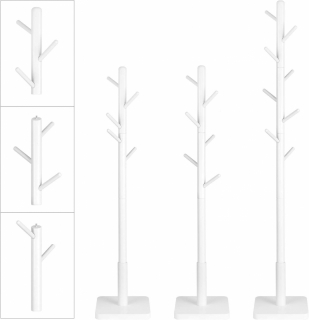 VASAGLE Drevený vešiak na oblečenie biely 175 cm obr-3