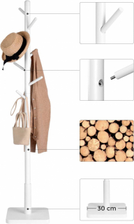 VASAGLE Drevený vešiak na oblečenie biely 175 cm obr-4