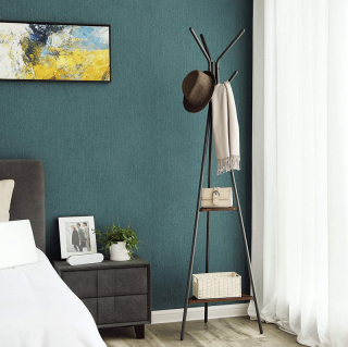 SONGMICS Vešiak na kabáty voľne stojace, dve police obr-1