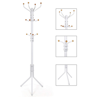 SONGMICS Kovový vešiak na oblečenie 182cm biely obr-3