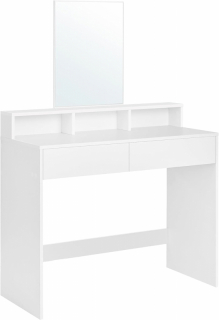VASAGLE Toaletný stolík s veľkým zrkadlom biely obr-1