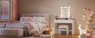 VASAGLE Toaletný stolík s LED osvetlením biely 100 x 145 x 40 cm obr-3