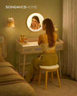 VASAGLE Toaletný stolík so zrkadlom BOHO 3 zásuvky obr-2