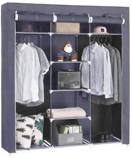 SONGMICS Šatník, látková, sivá, 150x175 cm obr-1