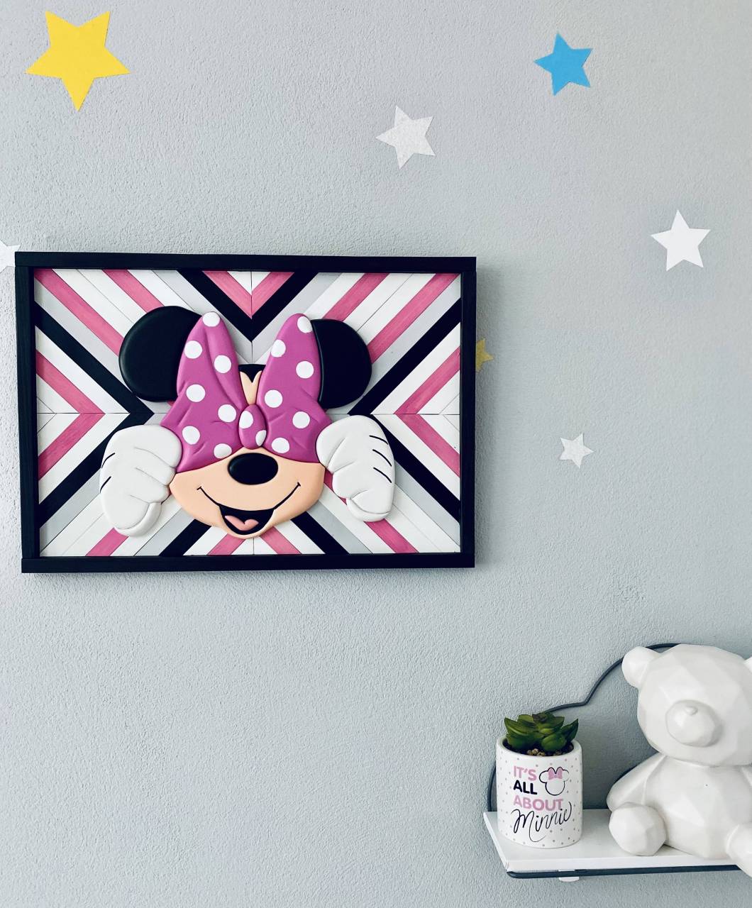Drevený obraz Minnie Mouse