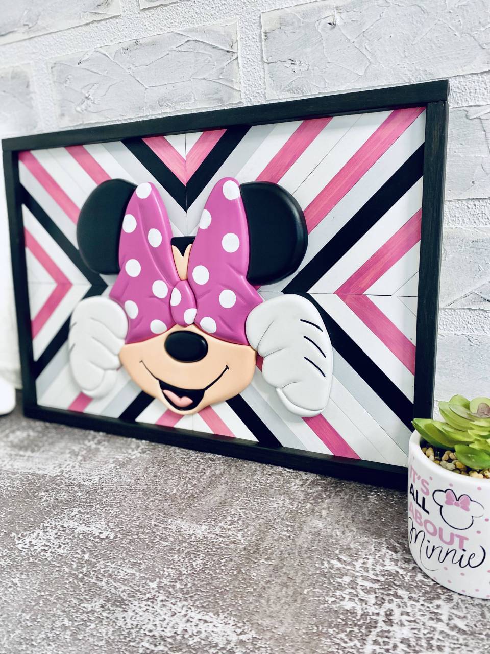 Drevený obraz Minnie Mouse
