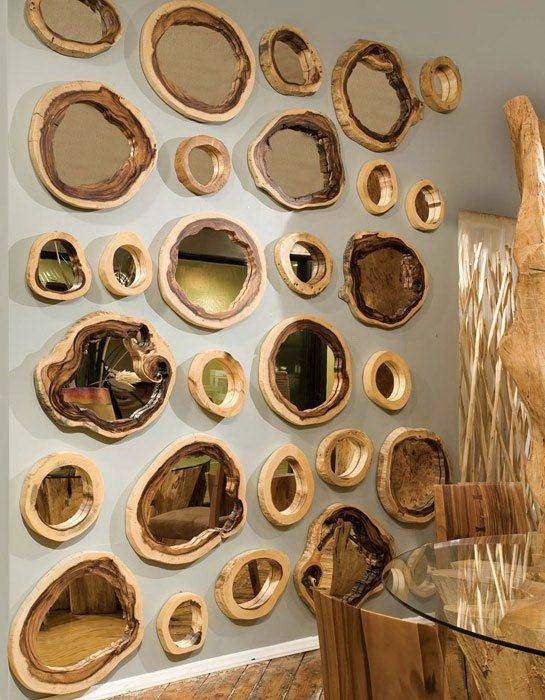 Zrkadlá z drevených koláčov - Už len zohnať takto exkluzívne vyfarbené drevené koláče/pláty