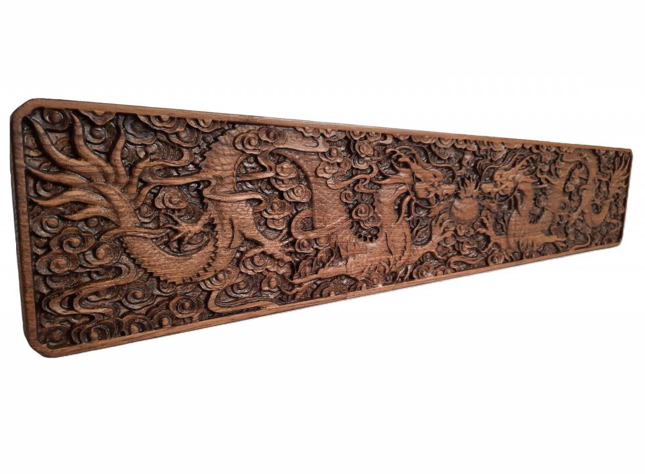 Drevený obraz - Čínski draci