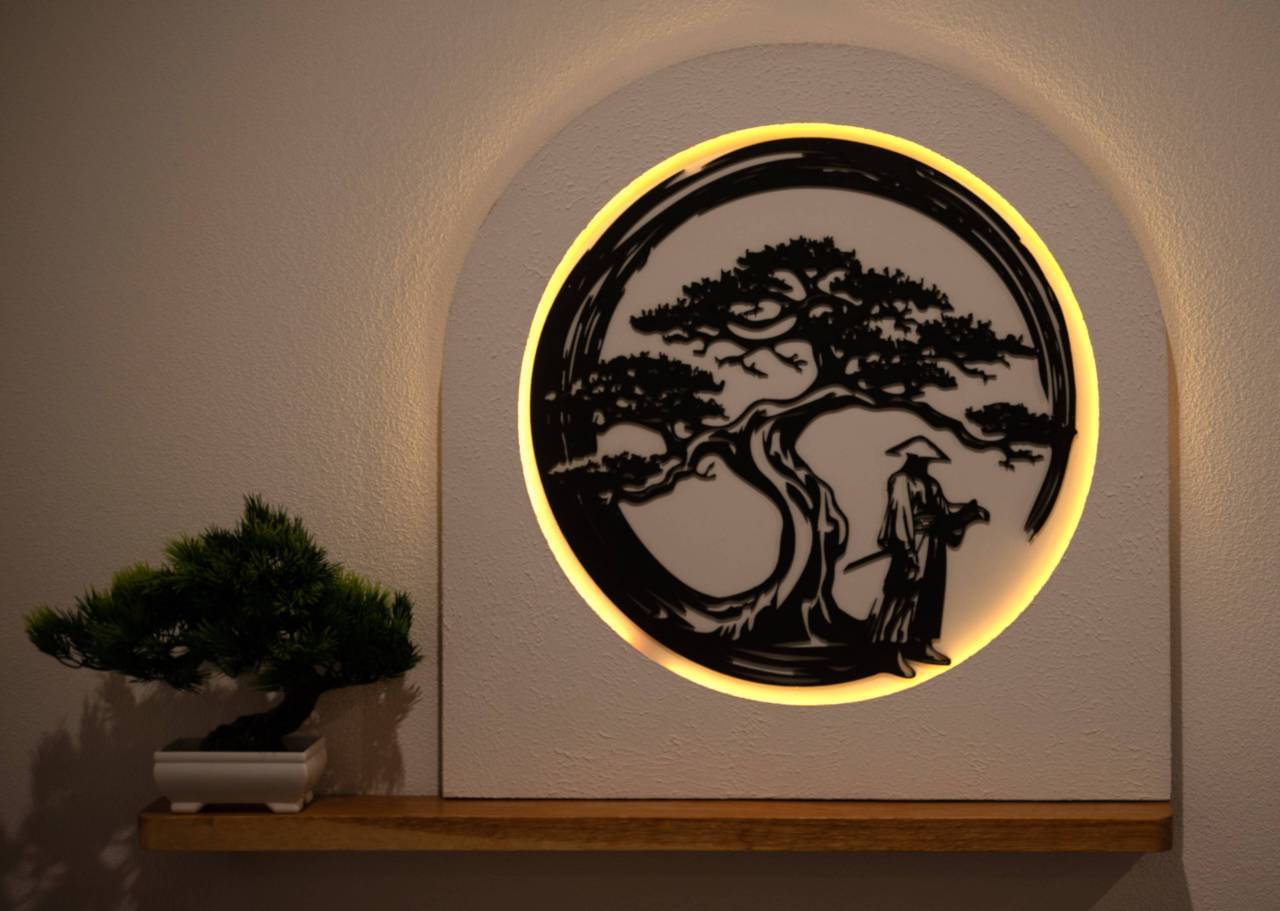 Drevené obrazy na stenu s LED osvetlením, 4 typy a 7 možných motívov.